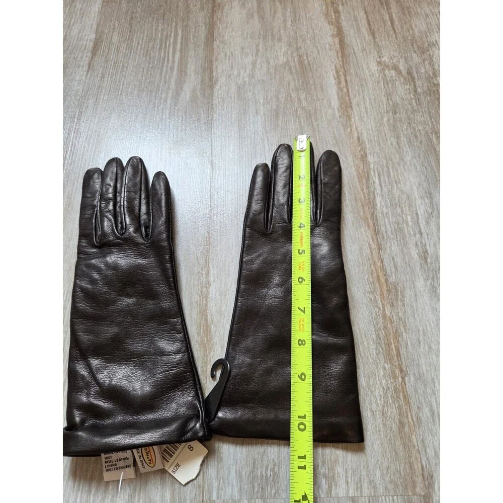 NWT Talbots Italian Leather Cashmere Lined Gloves Black Womens Size 8 Made Italy